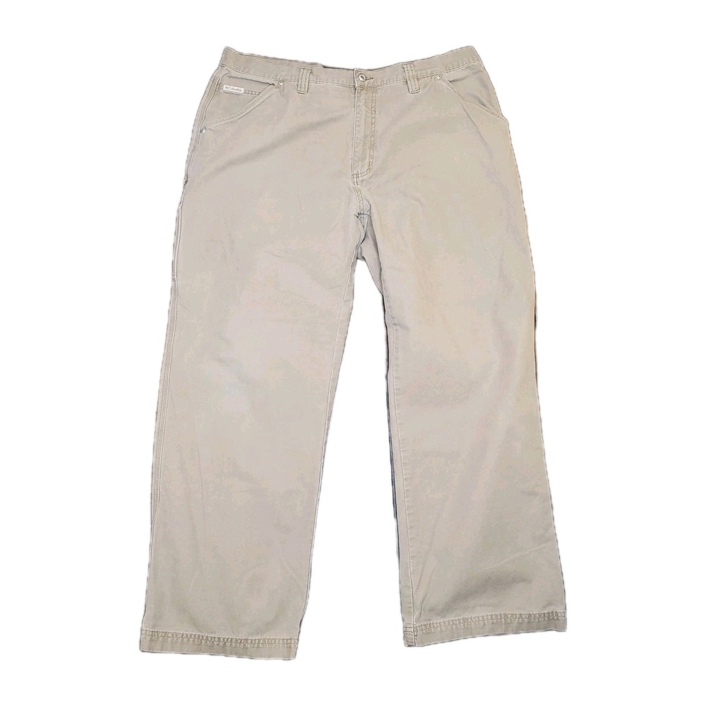 Columbia Men's Wide Leg Khaki Canvas Carpenter Pants 40x32 Workwear Durable